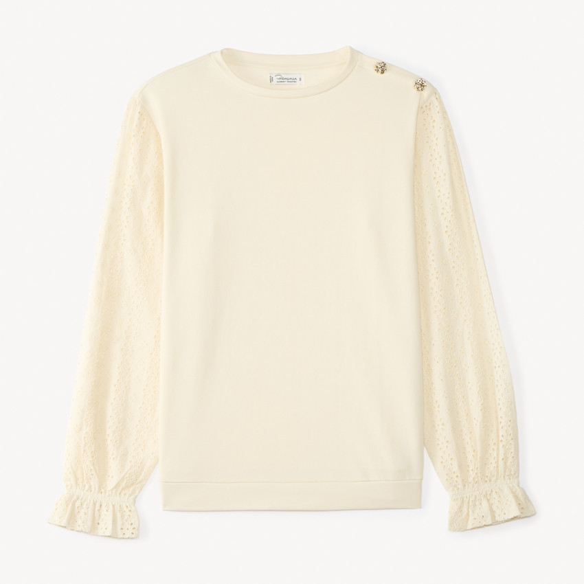 Sweat molleton effet 2en1 uni pour femme