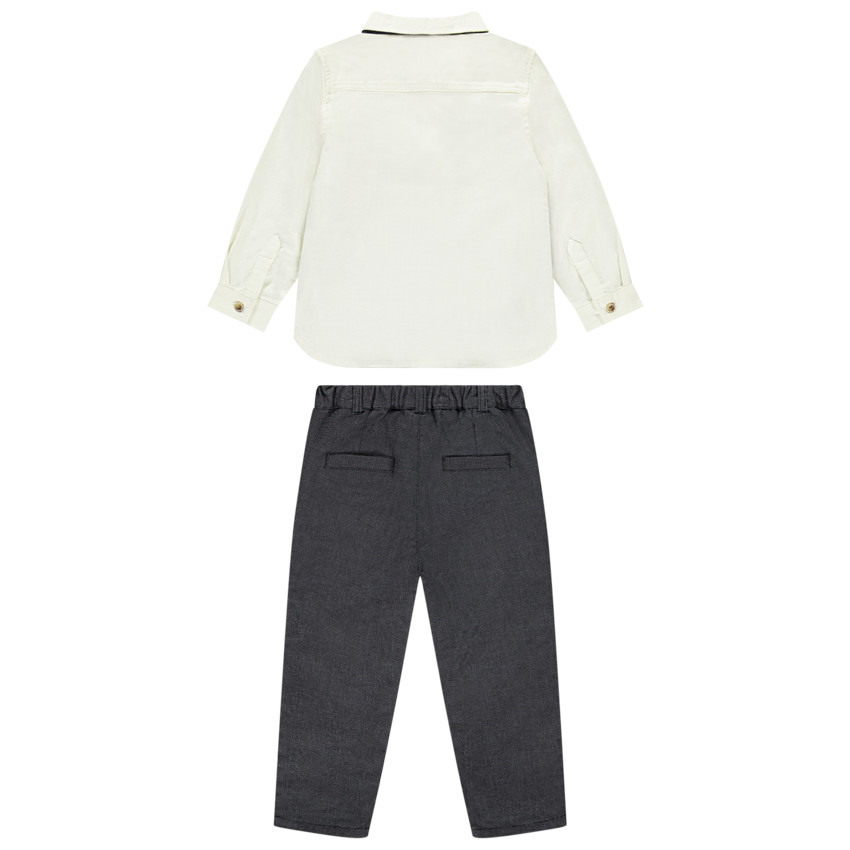 Ensemble pantalon + chemise avec nœud papillon pour bébé garçon 