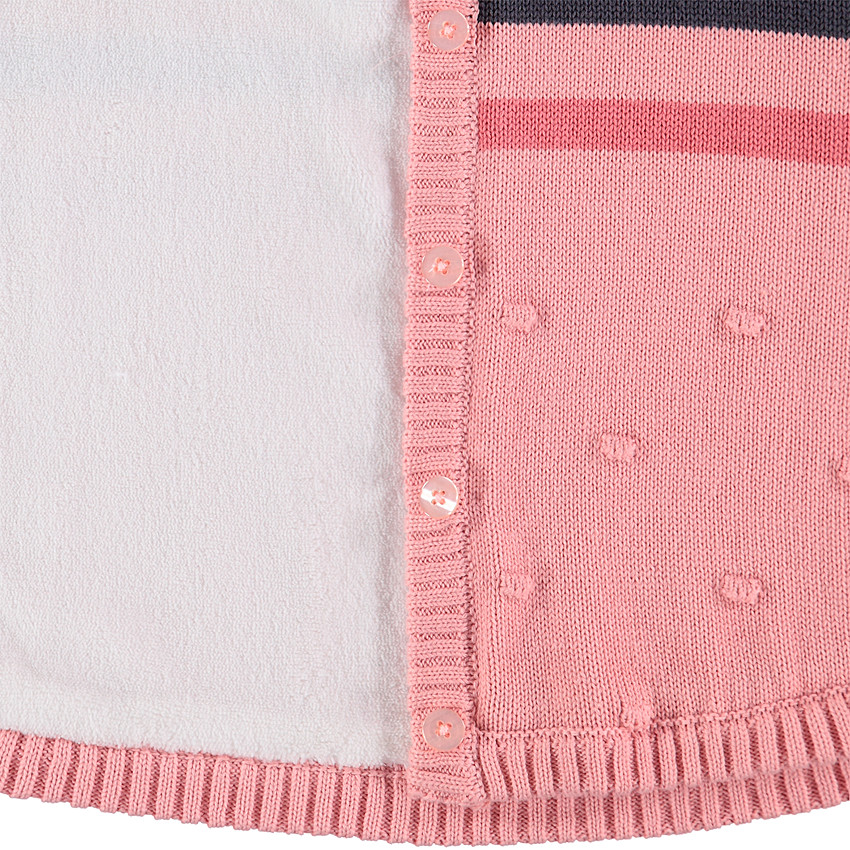 Cape à capuche en tricot avec doublure en sherpa et rayures en jacquard 