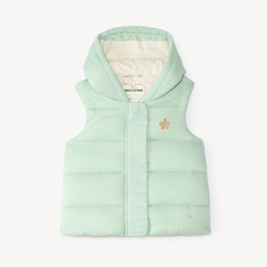Doudoune sans manches bébé fille motif fleur 