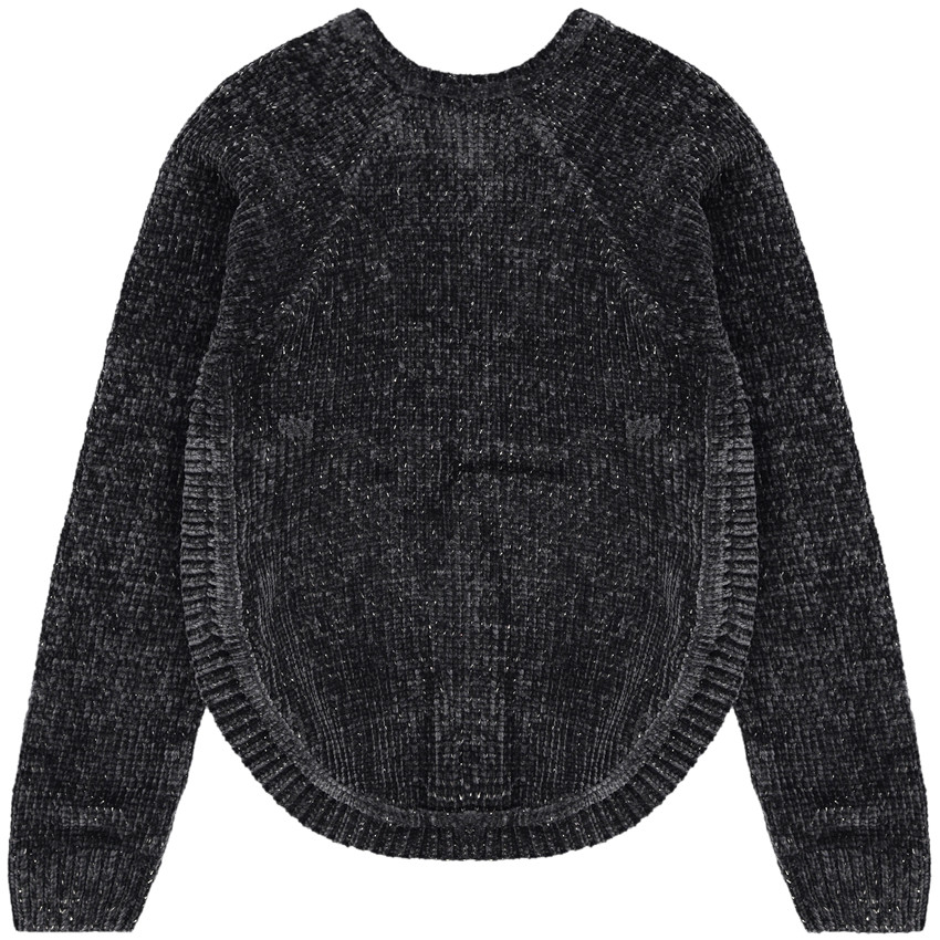 Pull en maille chenille arrondi sur le bas 