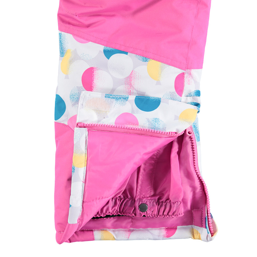 Pantalon de ski rose à bretelles amovibles et poches 