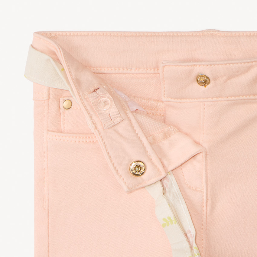 Jean droit uni avec ceinture à nouer pour bébé fille 