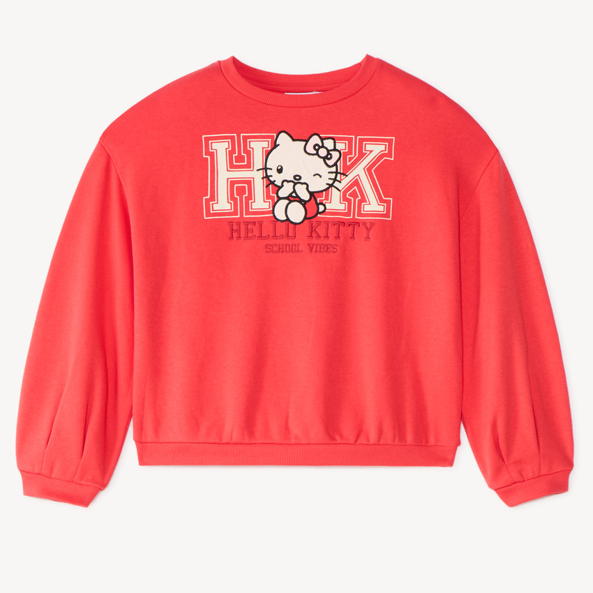 Sweat fille oversize en molleton broderie Hello Kitty 