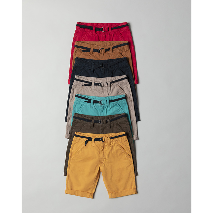 Bermuda en coton uni avec ceinture ajustable 