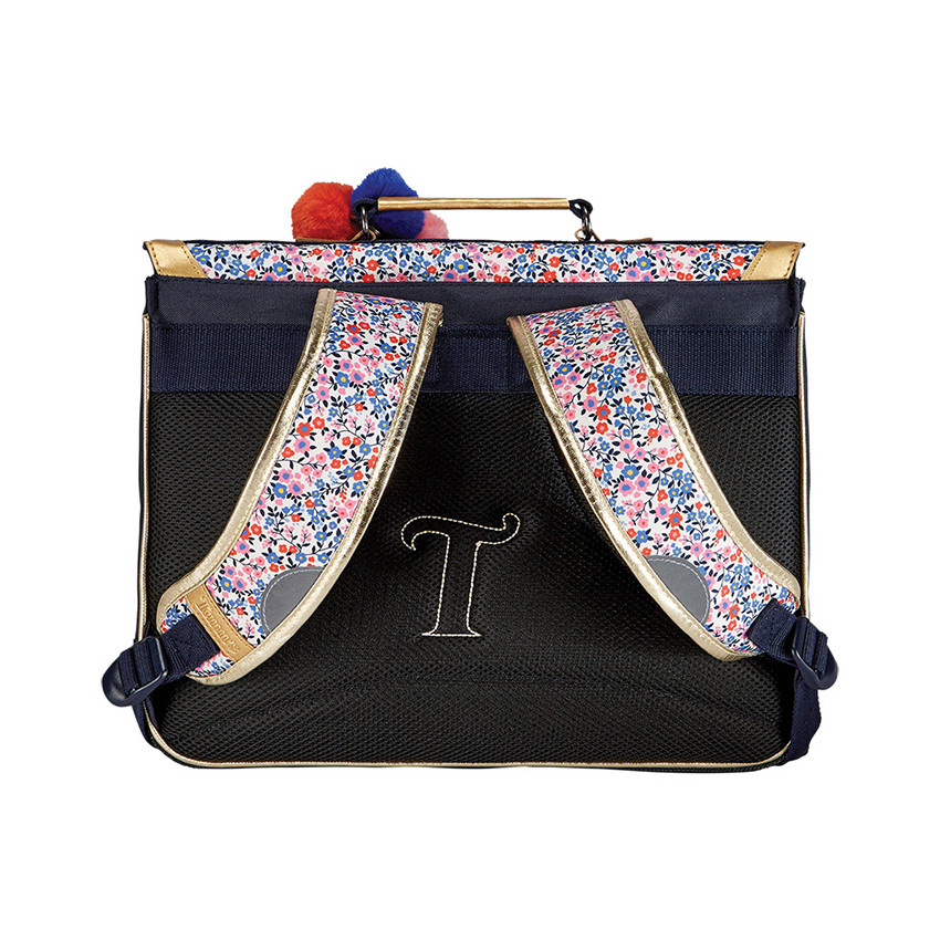 Cartable Antonia bleu avec imprimé floral 38 cm 