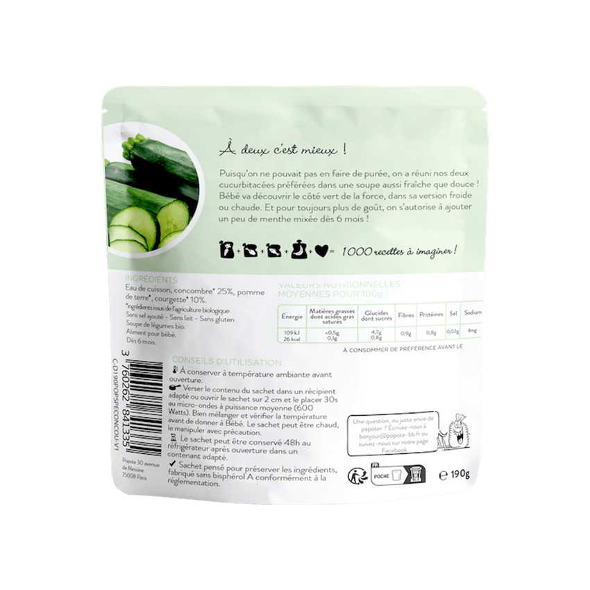 Soupe de concombre et courgette 190g 
