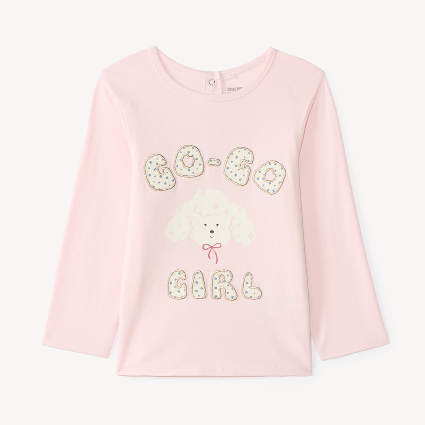 T-shirt manches longues bébé fille motif caniche