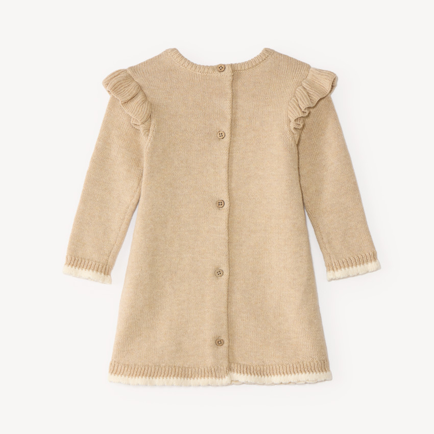 Robe bébé fille en tricot manches longues motif ourson 