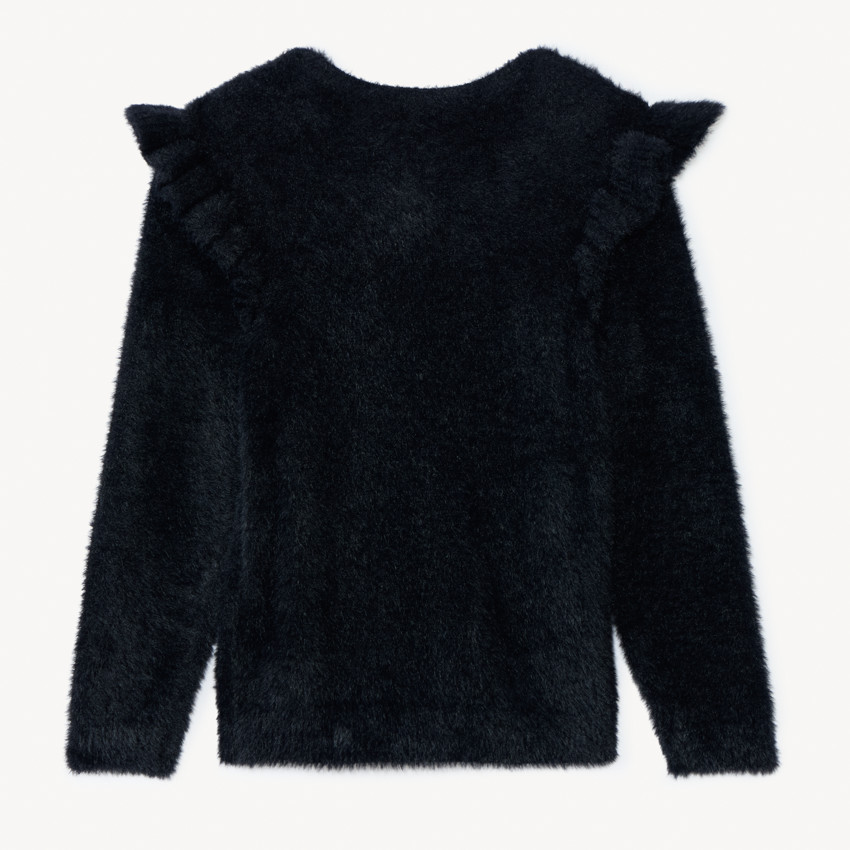 Pull pelucheux en tricot et volants fantaisies pour fille  