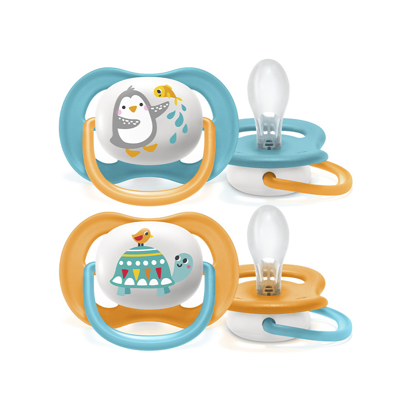 Lot de 2 sucettes silicone Ultra Air 6-18M animals (modèle aléatoire) 