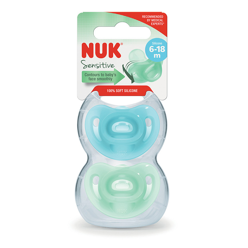 Set de sucettes Sensitive 0-6 mois - Bleu/Vert 