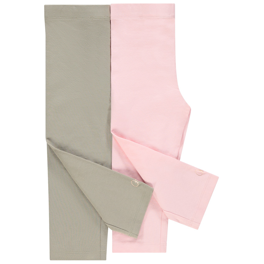 Lot de 2 leggings courts unis print logo pour fille 