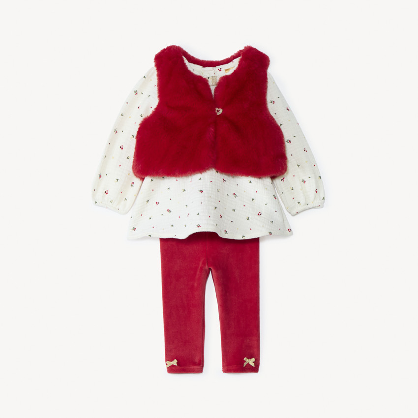 Ensemble long 3 pièces de Noël pour bébé fille 