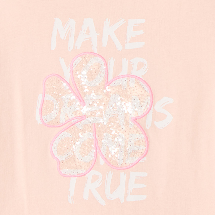 T-shirt manches courtes motifs à sequins fantaisie pour fille 