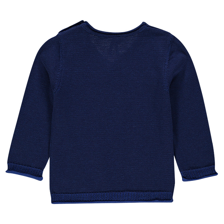 Pull en tricot avec col V et motif moto 