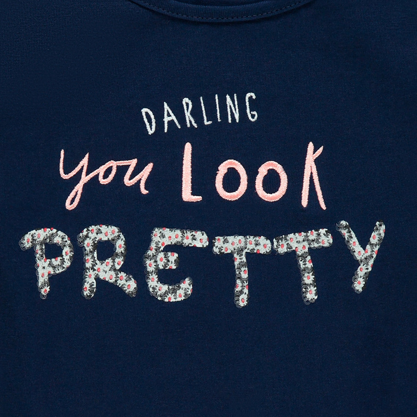 T-shirt manches longues print message en coton pour enfant fille 