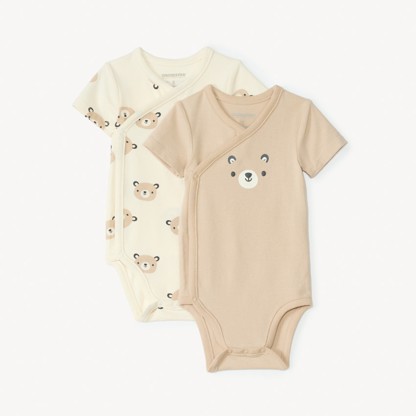 Lot de 2 bodies manches courtes oursons pour bébé garçon
