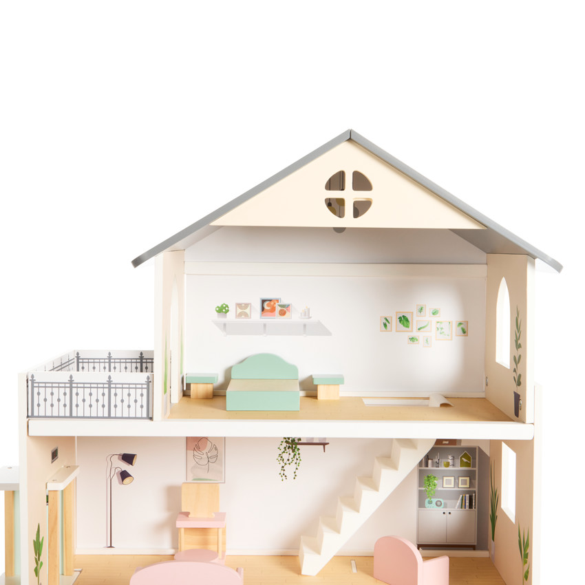 Maison de poupees amenagee en bois Premaman