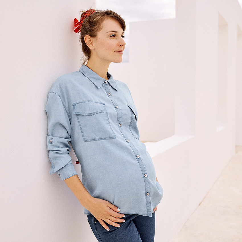 Chemise manches longues retroussables pour femme 