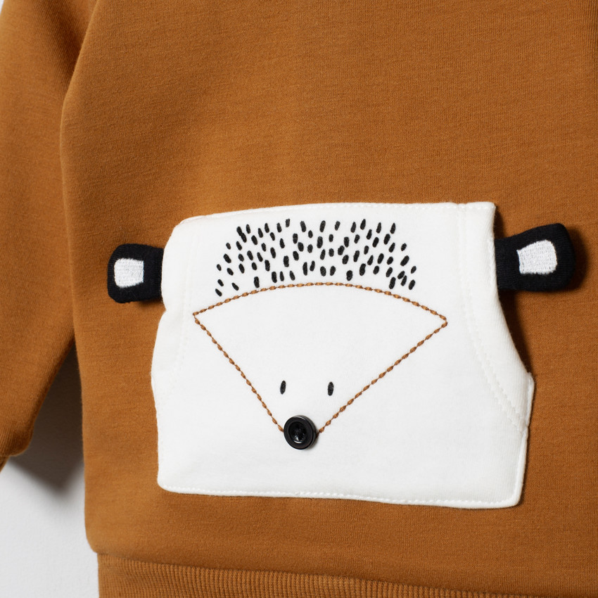 Ensemble à poche kangourou et hérissons printés pour bébé garçon 