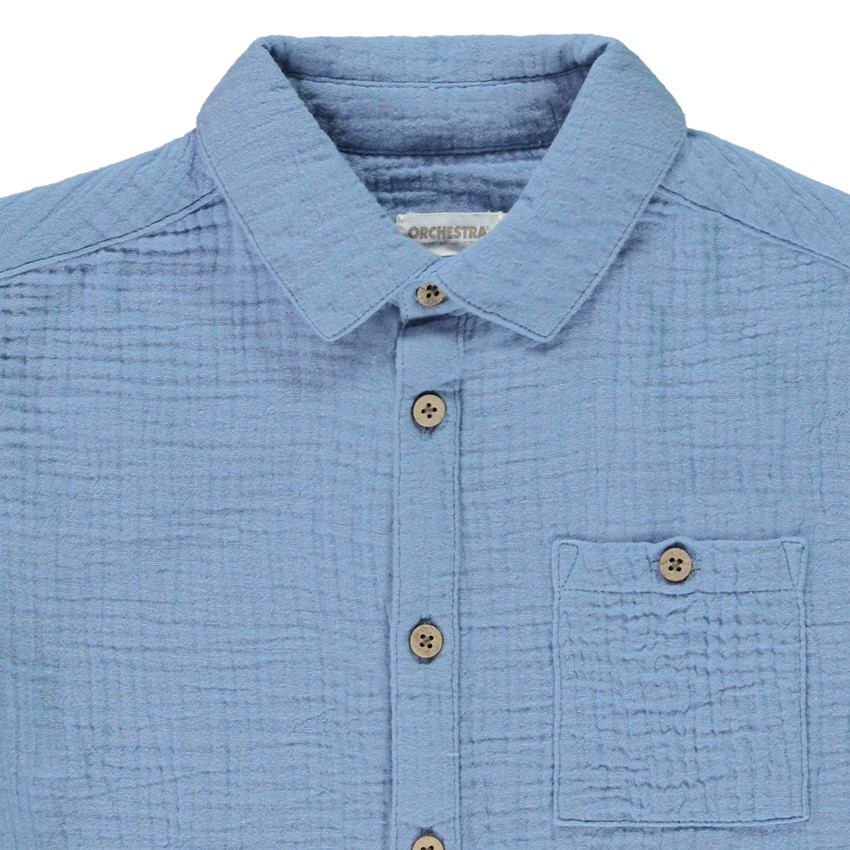 Chemise manches longues unie en tetra pour garçon 