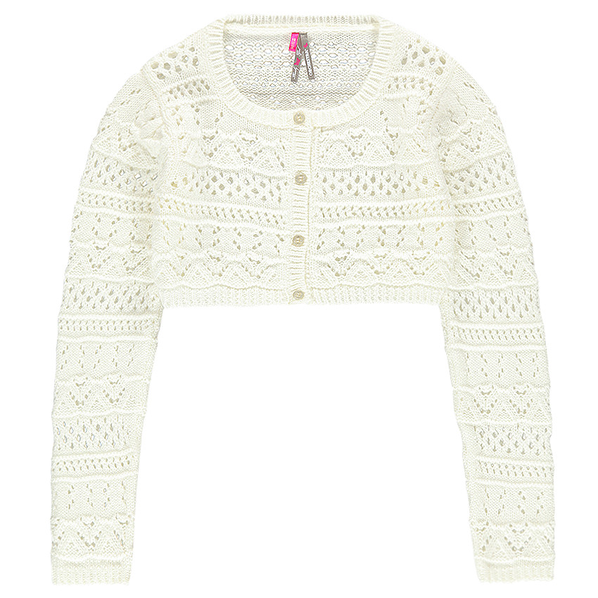 Junior - Gilet court en tricot maille ajourée 