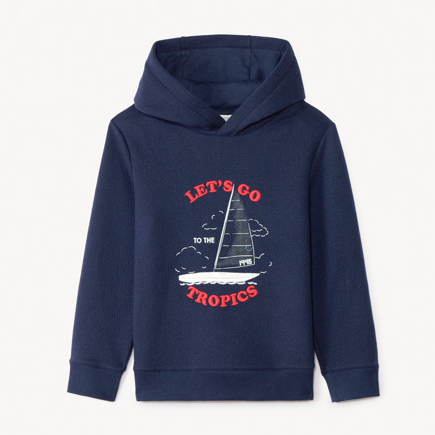 Sweat à capuche en molleton avec broderie fantaisie pour garçon