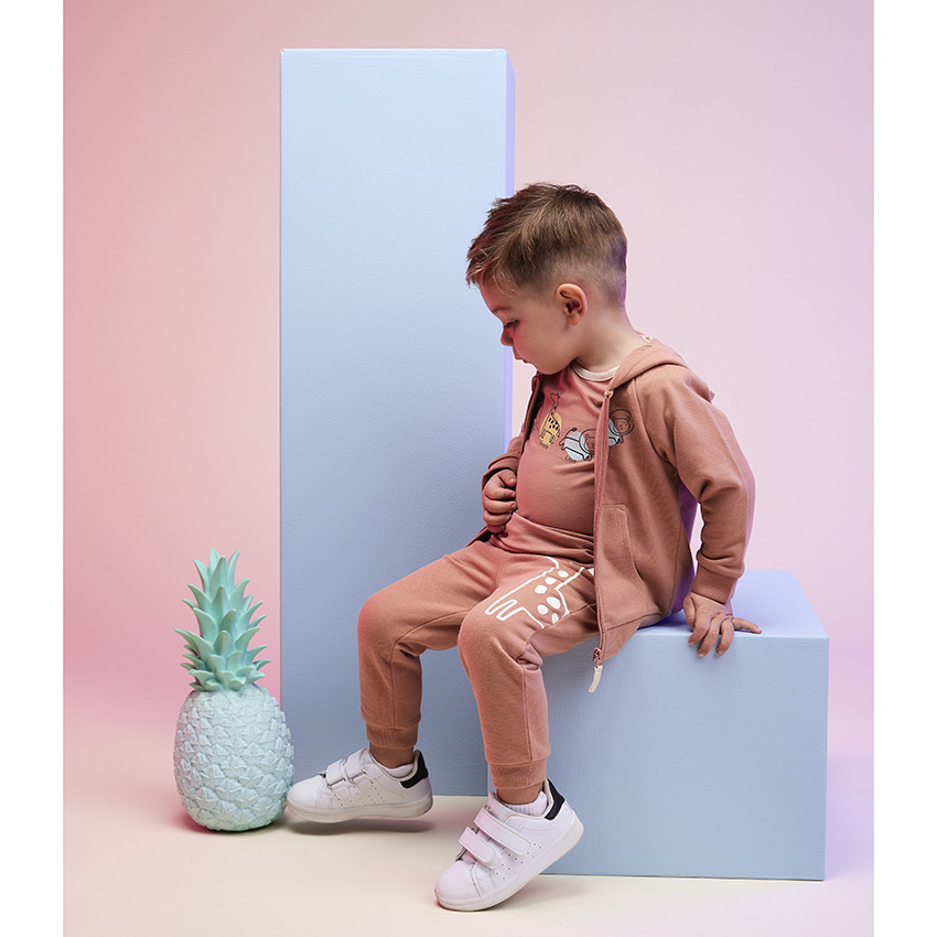 Gilet à capuche ludique en molleton avec print lion pour bébé garçon 