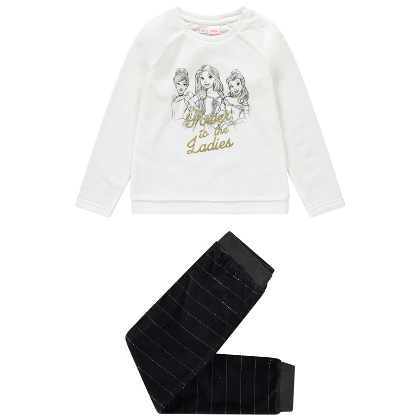 Pyjama en velours avec princesses Disney printées 