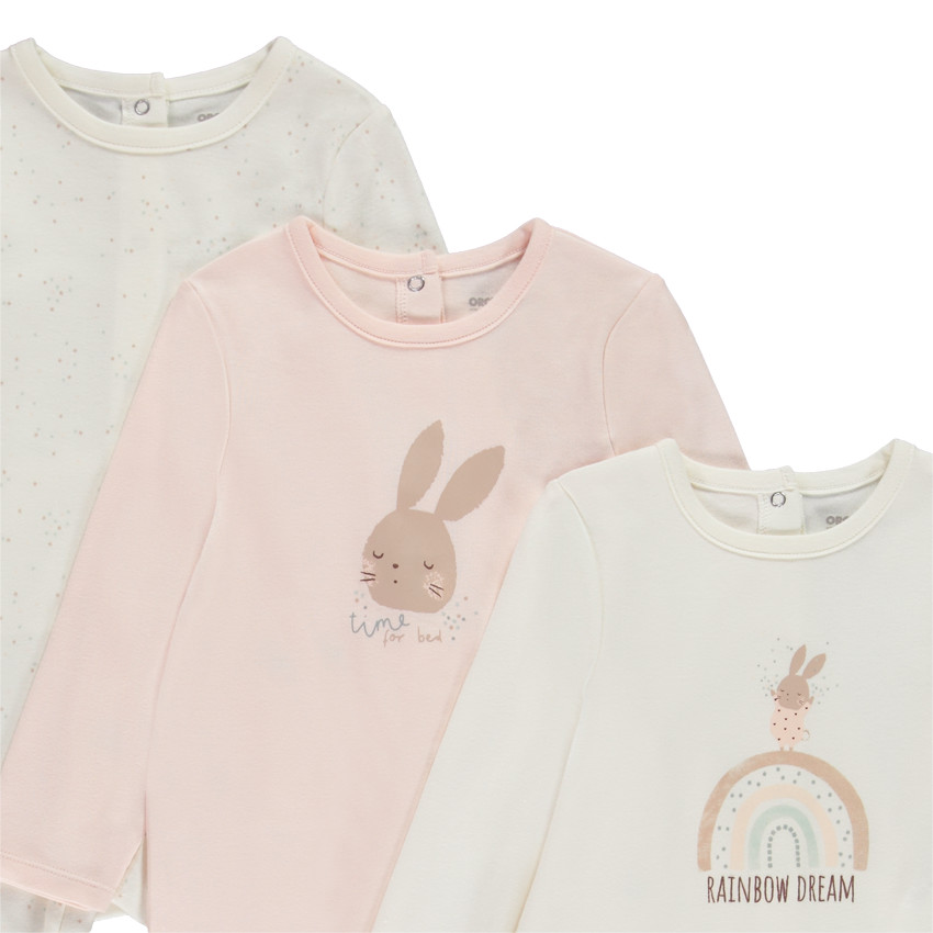Lot de 3 dors-bien Lapin pour bébé fille avec ouvertures différentes selon l'âge 