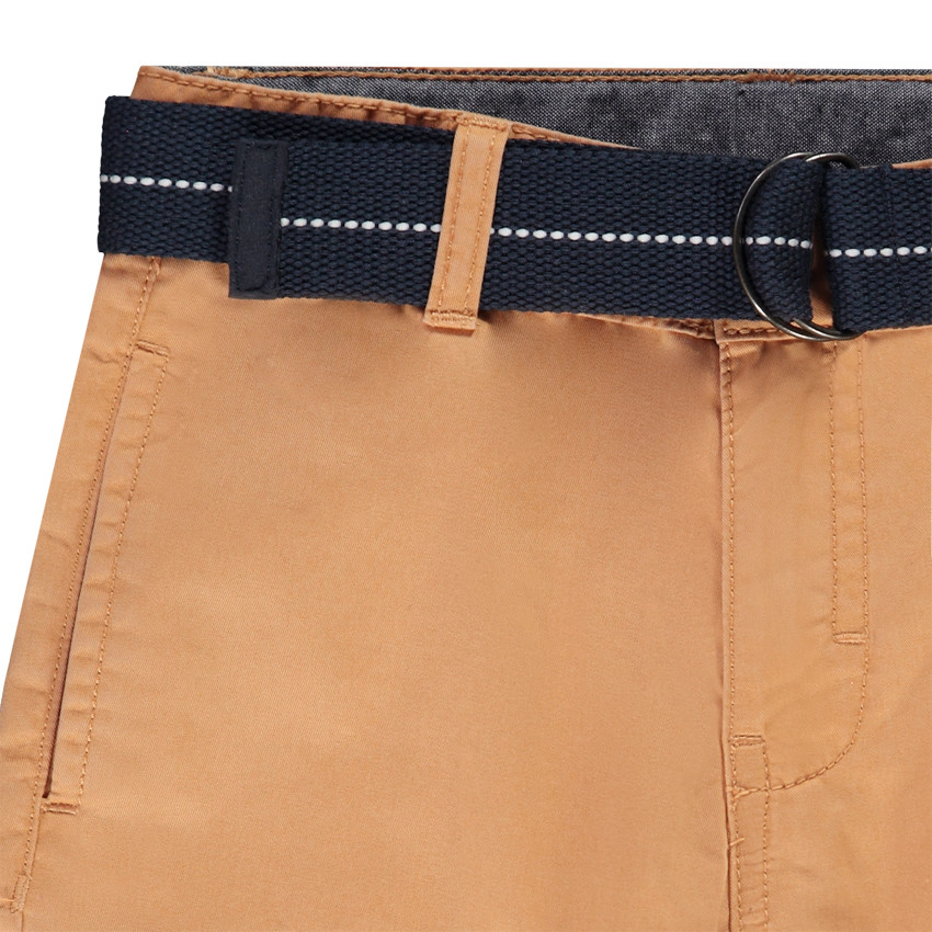 Bermuda uni en twill avec ceinture pour garçon 