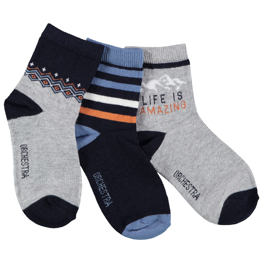 Lot de 3 paires de chaussettes print fantaisie pour garçon 