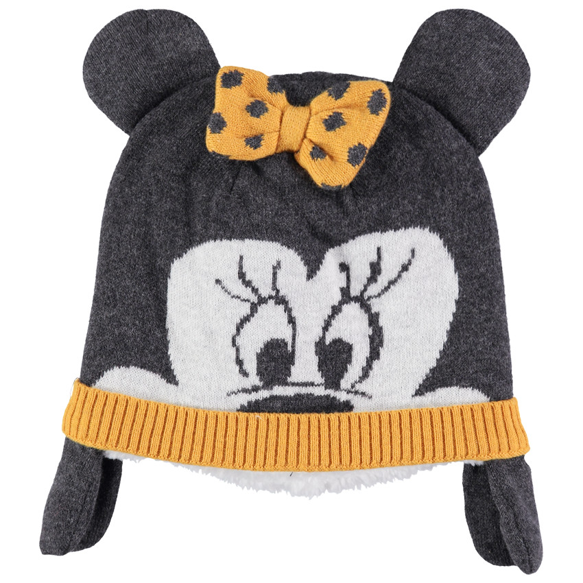 Bonnet Minnie en tricot doublé sherpa