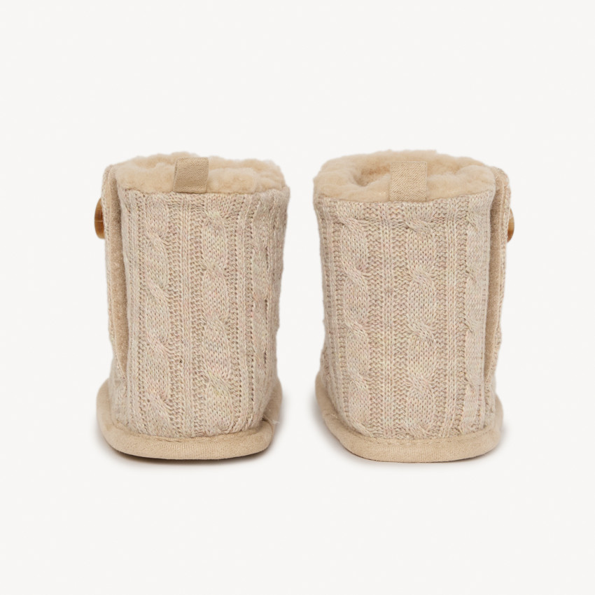Chaussons bottes fourrés en tricot avec bouton pour bébé 