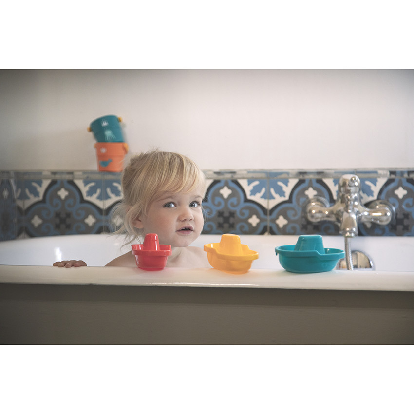 Jouet de bain bateau x3 - Multicolore (Prémaman) - Image 3