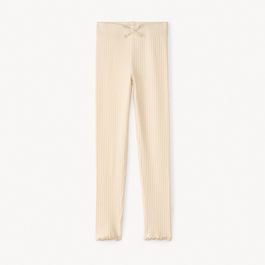 Legging côtelé uni à nœud pour fille