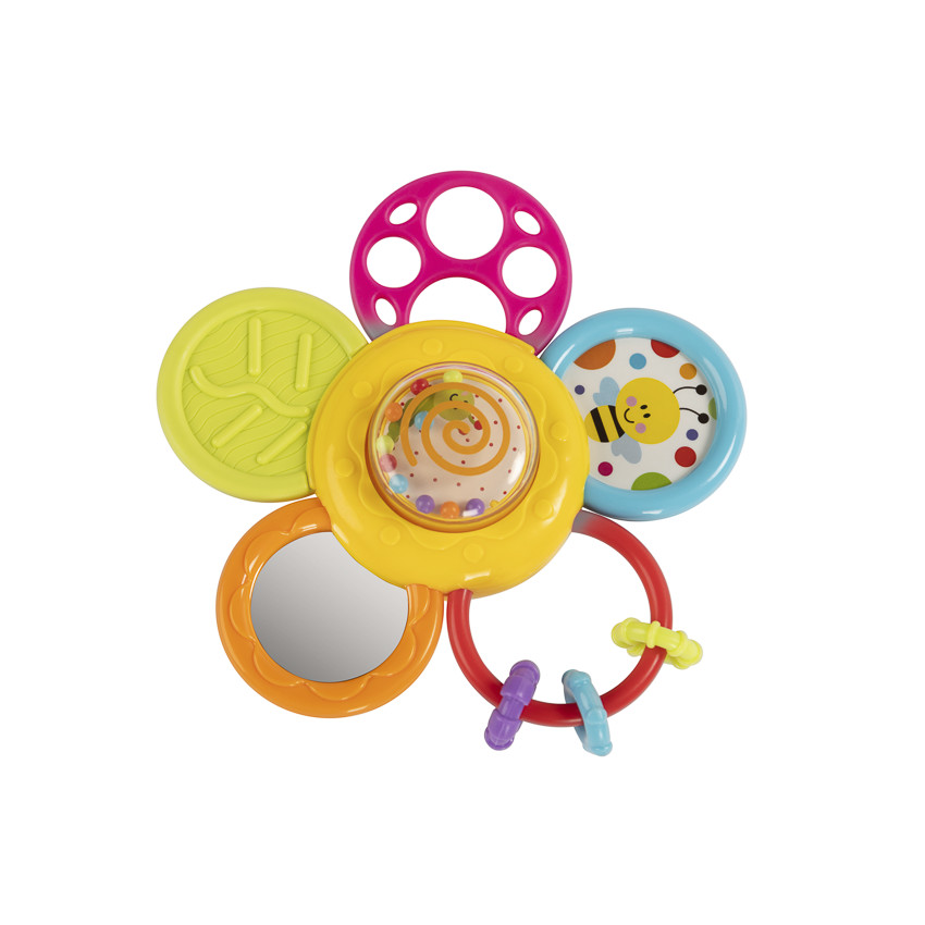 Hochet et anneau de dentition en forme de fleur 