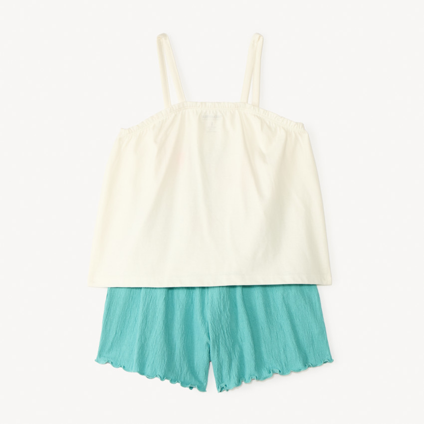 Ensemble 2 pièces débardeur + short broderie coquillages pour fille 