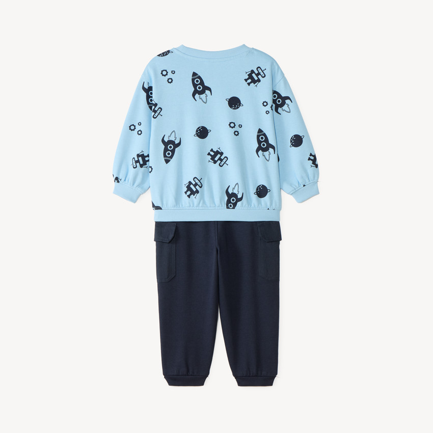 Ensemble 2 pièces pull + jogging imprimé robot pour bébé garçon 