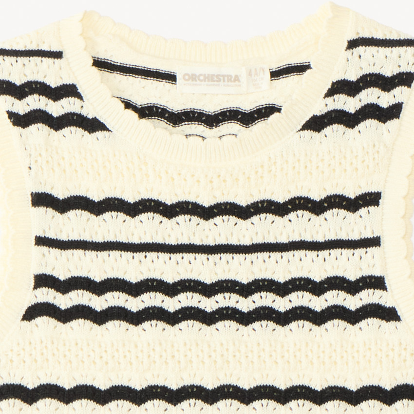 Ensemble 2 pièces débardeur + short en tricot à rayures pour fille 