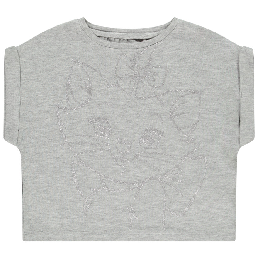 T-shirt forme boîte à manches courtes print Marie Aristochats Disney pour fille 