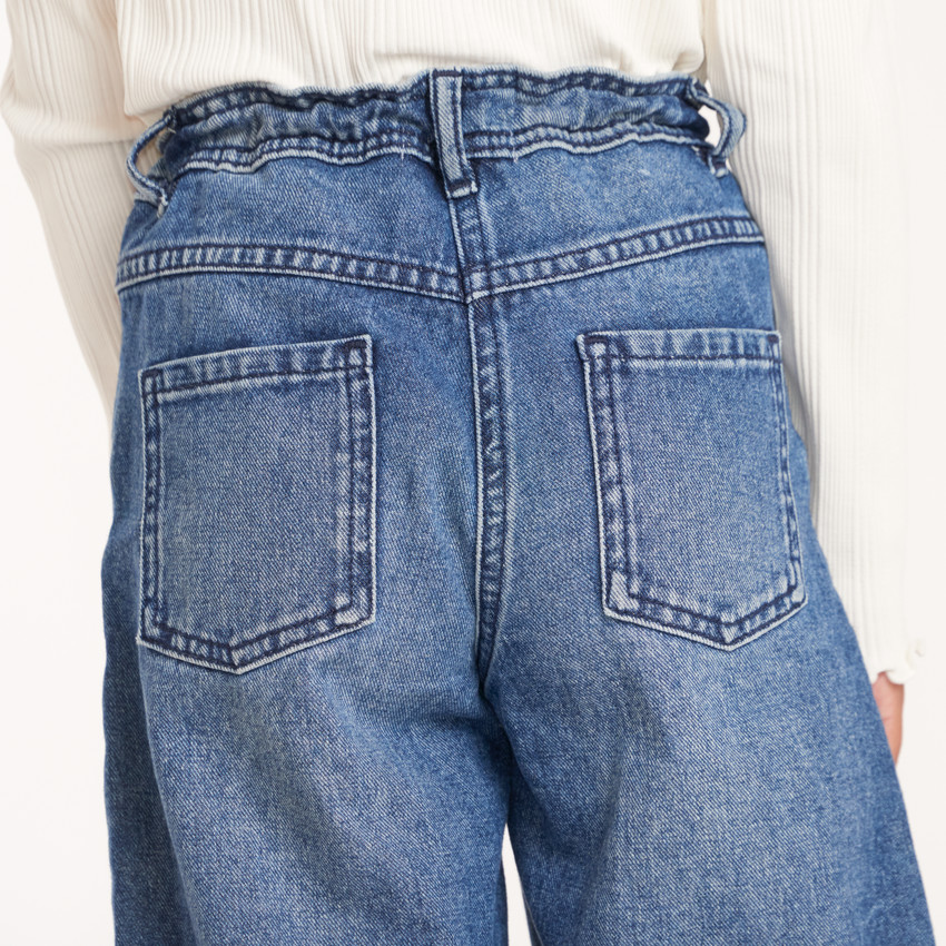 Jean large en denim bleu stone fille 