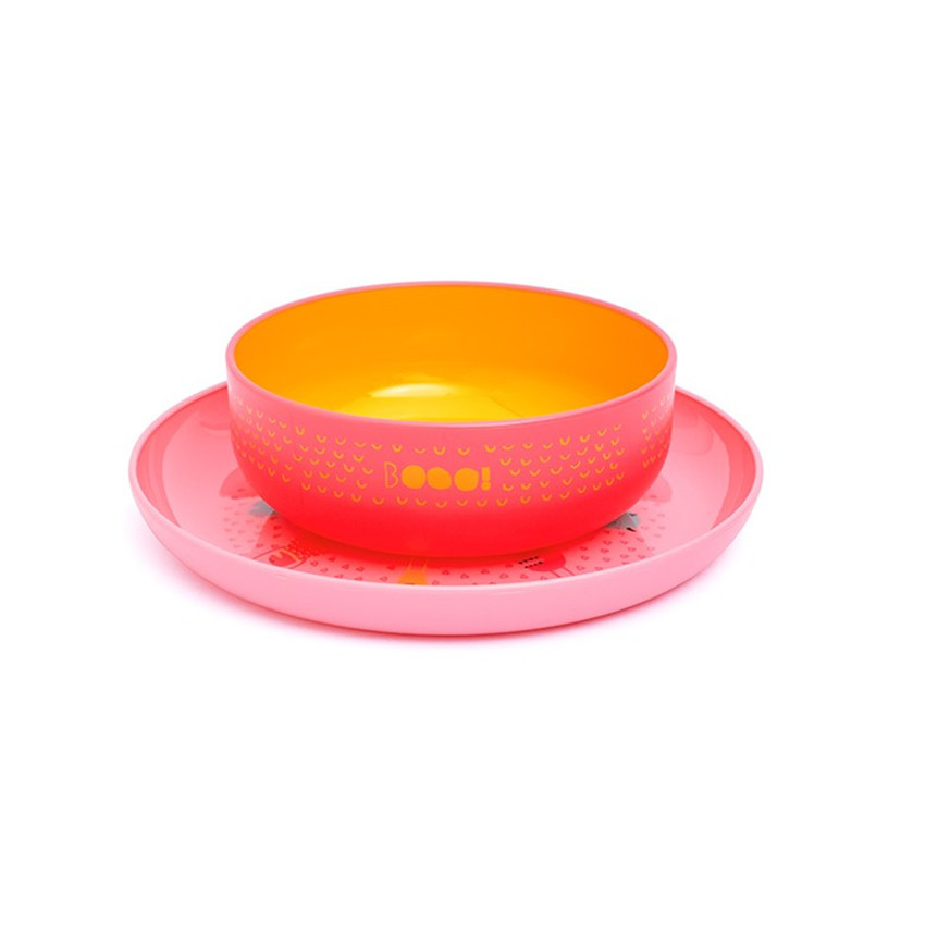 Set assiette + bol +6m - Rose Main Set assiette + bol +6m - Rose