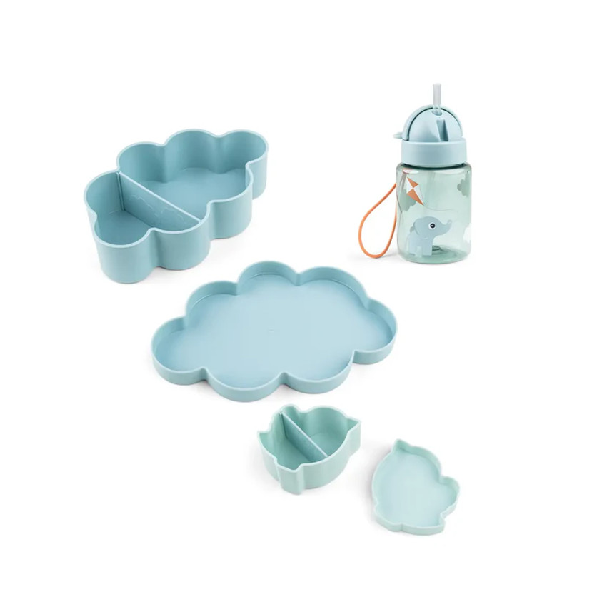 Set 3 pièces avec gourde et lunchbox Playground bleu 