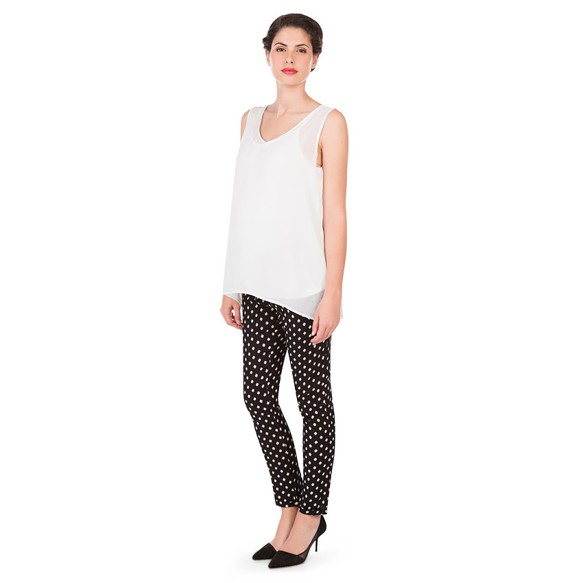 Pantalon de grossesse fluide à pois all-over 