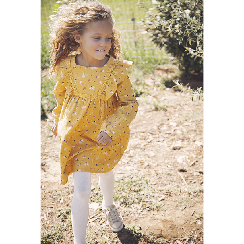 Robe manches longues imprimée et volantée pour enfant fille 
