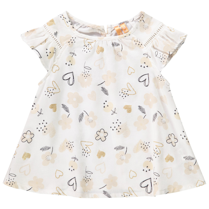 Top à manches courtes volantées en satin pour bébé fille 