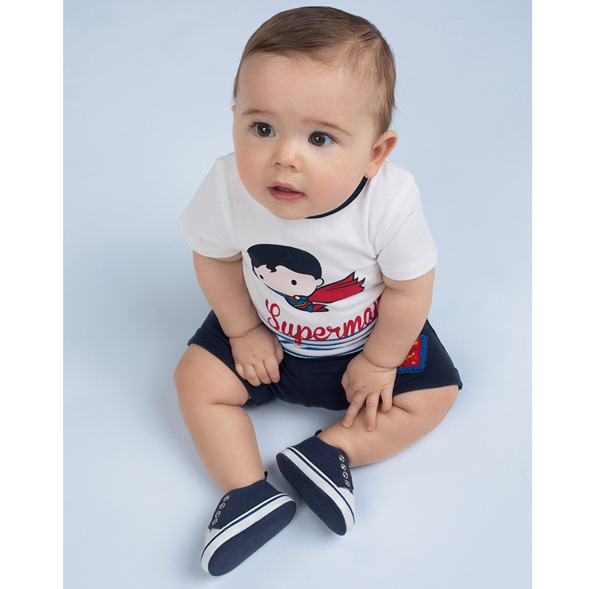 Ensemble en jersey avec tee-shirt print Warner/Chibi Superman et bermuda uni 