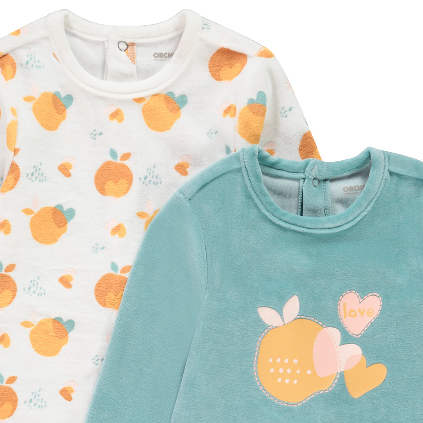 Lot de 2 dors-bien en velours pour bébé fille Main Lot de 2 dors-bien en velours pour bébé fille